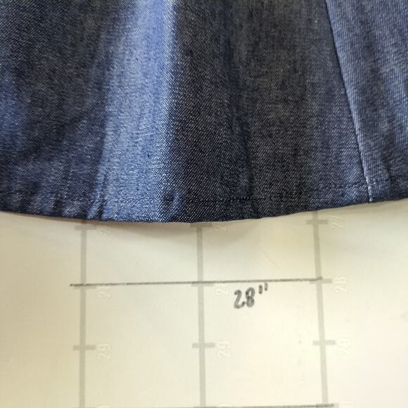 Vintage Pitchfork Denim Skirt Womens L Blue Button Front Pleated Prairie Cottage - Picture 8 of 8